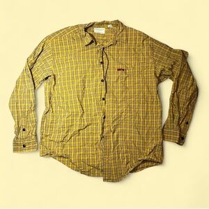 American Eagle Outfitters Yellow Plaid Dress Shirt